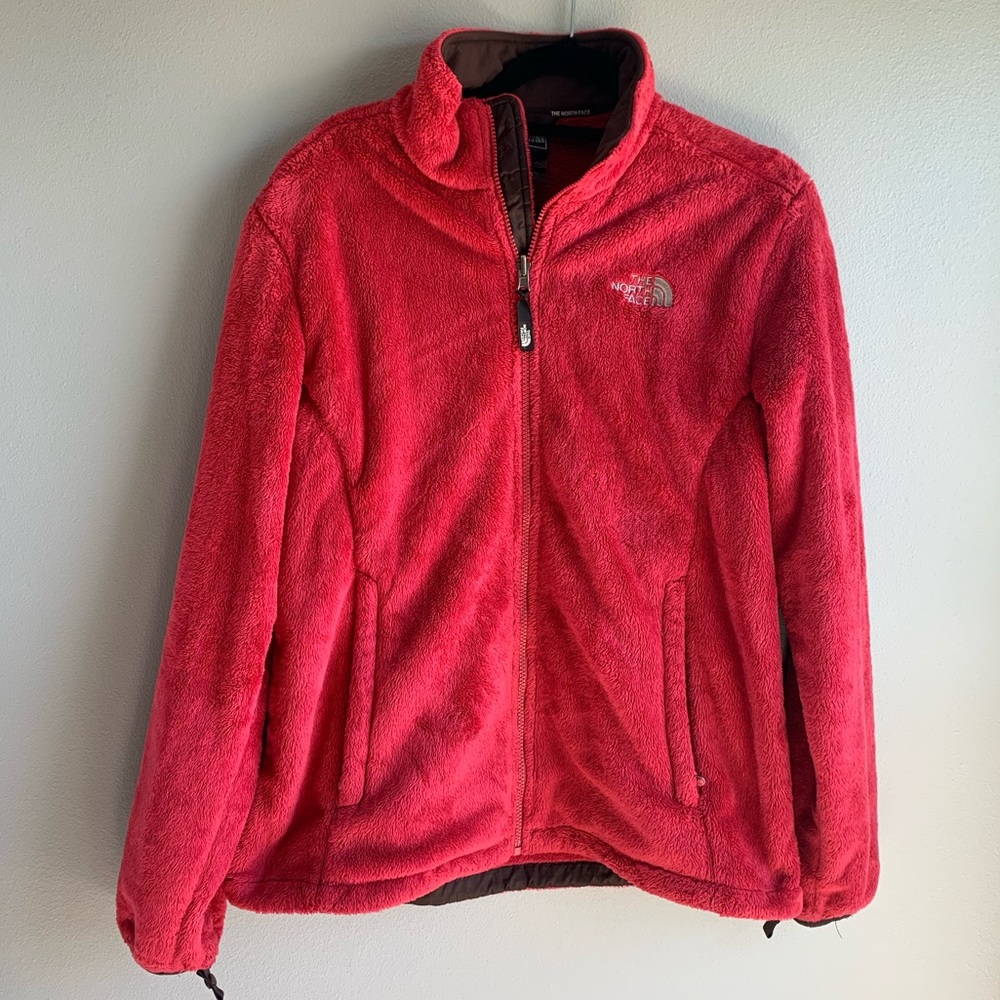 The North Face red pink fleece jacket size XL